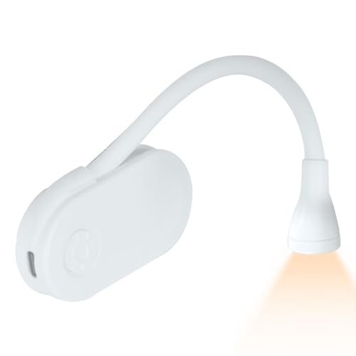 Xummpxuk Lámpara de lectura con clip | Lámpara LED plegable para libro | 3 temperaturas de color cambiables, con cuello flexible de 360 grados para leer en la cama por la noche