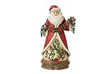 Enesco Jim Shore Heartwood Creek Santa Holding Poinsettia Garland Figurine, 12.2 Inch, Multicolor