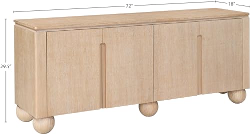 Meridian Furniture 77023Natural Cardiff Collection Modern | Contemporary Sideboard/Buffet with Rich Natural Oak Finish, Solid Wood, Oak Vener, 72" W x 18" D x 29.5" H, Natural - Image 4