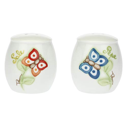 THUN - Contenitori e Dosatori Sale e Pepe da Tavola, Decorati con Farfalle - Accessori Cucina - Linea Farfalle in Festa - Porcellana - 6,5 x 6 h cm