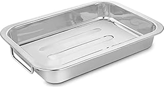 Penguin Home® Roasting Tray with Removable (Grill) Rack | Stainless Steel Roasting Tin with Handles | Oven & Dishwasher Safe Baking & Cooking Tray | Suitable for all style of hobs - Large 37 x 28cm