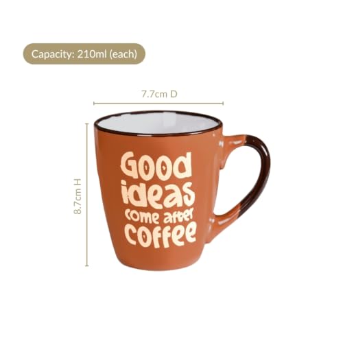Image of Nestasia Ceramic Coffee Mugs Set of 4 (210ml Each) - Quirky Quotes Tea & Coffee Cups with Glossy Finish | Microwave & Dishwasher Safe Cups - Ideal for Gifting (Earthy Hues)