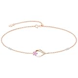 Naniwaai ブレスレット レディース 花 10月 誕生石 ブレスレット シルバー925 金属アレルギー対応 女性 人気 桜 プレゼント 記念日 誕生日 結婚式 祝日 長さ調整可能 ジュエリー ピンクゴールド 10月