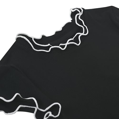 Sunny Fashion Girls Short Sleeve Tee T-Shirt Butterfly Sleeve Cotton Casual3