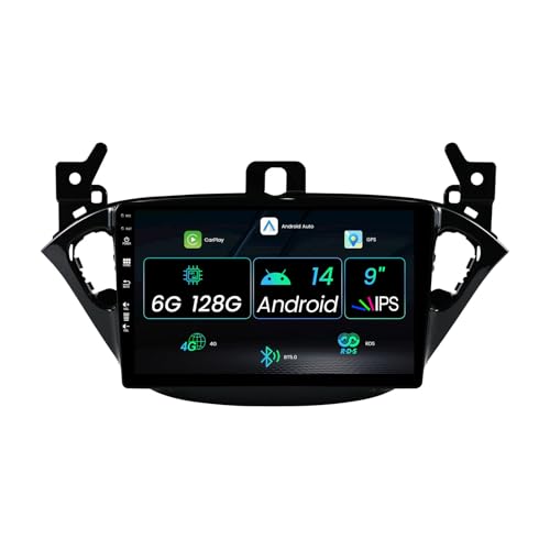 MISONDA 6G+128G Autoradio 9 Pulgadas IPS 2 DIN Android 14 Radio Coche para Opel Corsa 2015-2019/Adam 2013-2016 Navegación GPS Bluetooth Carplay DSP Android Auto WiFi SWC RDS FM 360 Cámara