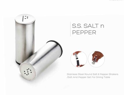 Image of Salt & Pepper Set, Stainless Steel Shakers for Oregano, Chilli Flakes, Salt & Spices (Set of 2)