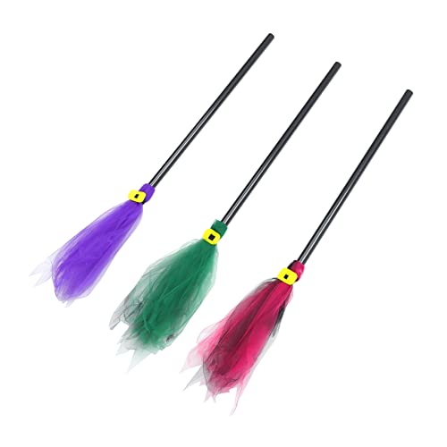 FOMIYES 3pcs Witch Broom Halloween Festival Decor Halloween Broom Decor Halloween Witch Besom Halloween Small Broom Wizard Besom for Halloween Broom Decor for Halloween Wizard Broom Props