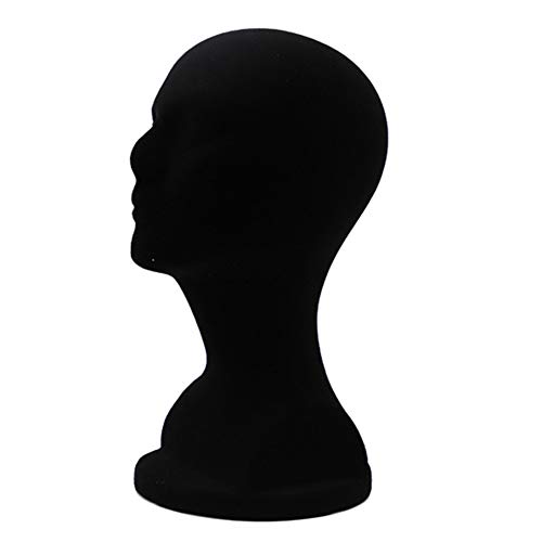 Brussel Tête de mannequin femme en mousse de polystyrène pour perruque, chapeau, présentoir, modèle de salon de coiffure, noir