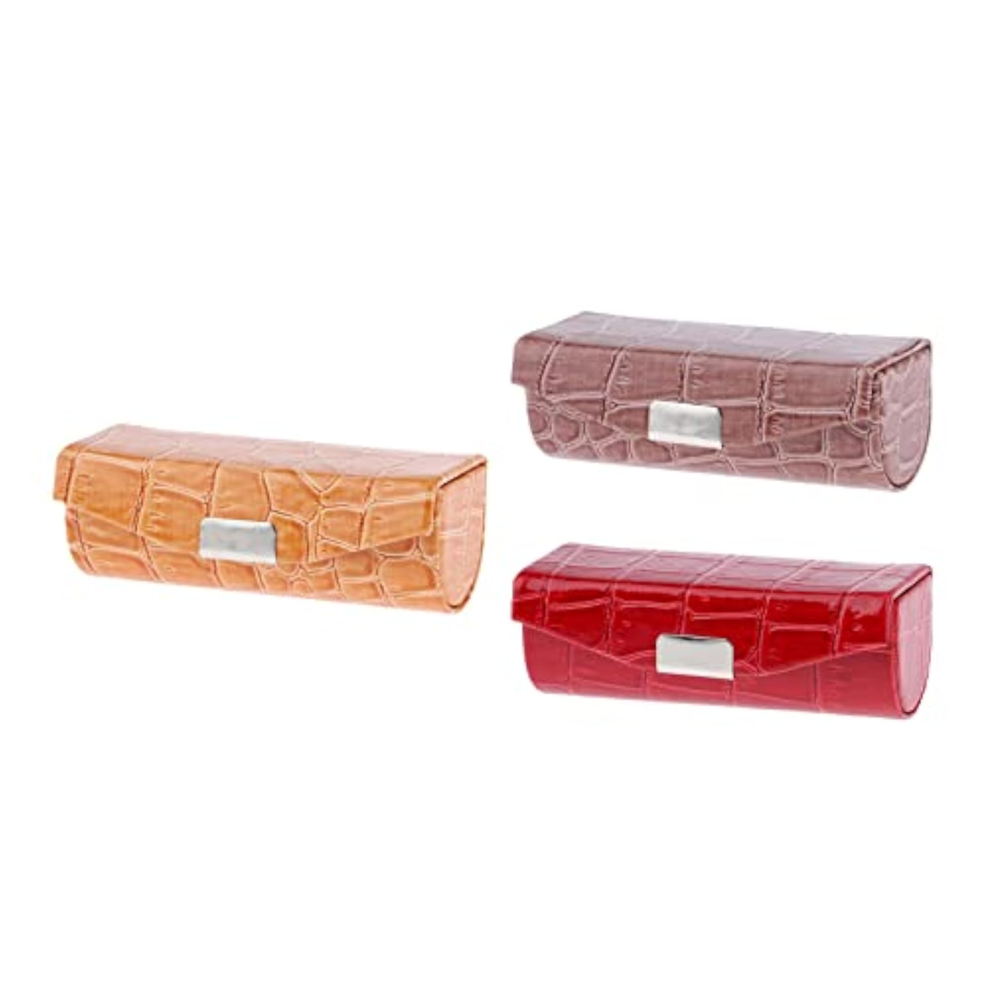 3x Lipstick Case in Orange, Red, and Brown