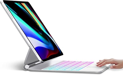 マジックキーボード iPad Pro 12.9インチ iPad Air 13インチ(M2)キーボード iPad Pro 12.9 ケース 第6世代 第5世代 第4世代 第3世代用Magic Keyboard タッチパネル搭載 マルチタッチ フローティングデザイン バックライト 衝撃保護 自動スリープ/ウェイク機能付き Type-C急速充電 日本語取扱説明書付き ホワイト