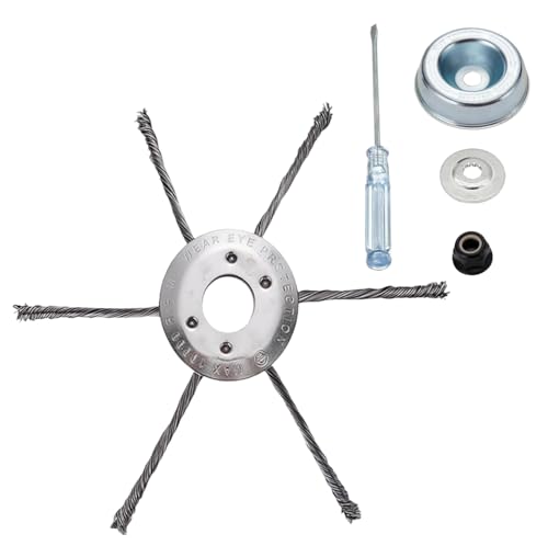 9 Inch Universal Weed Eater Wire Brush Head,Universal Steel Wire Weed Eater Blade for 25.4mm Hole Petrol Weed Eater，Heavy Duty Steel Trimmer Head for Lawn, Pavement, Brick & Gravel(with 4 accessories）