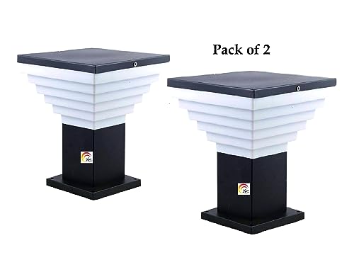 Lyse Decor Waterproof Gate Light for Main Gate Entrance, Outdoor Pillar Lamp, Gate Lamp for Garden & Boundaries Lights (Modern Design Stairs Shape, Pair of 2 Pieces)