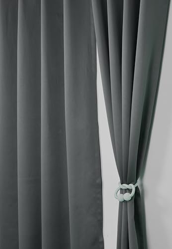 Image of LaVichitra Polyester Thermal Insulated 3 Layered Solid Blackout Opaque Window Curtain (5 ft, Grey)