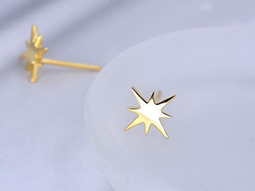 18K Gold Plated Sterling Silver North Star Stud Earrings Gold Earrings4