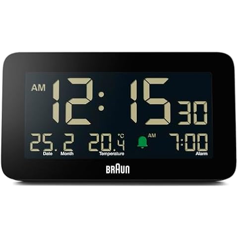 Braun Digital Alarm Clock with Temperature Display Cover
