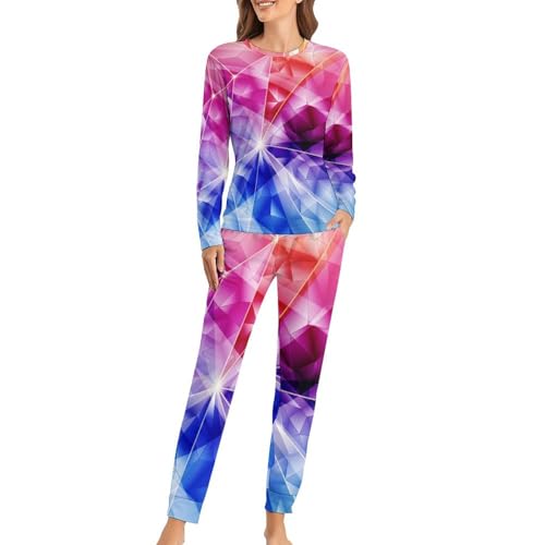 Pyjama femme avec pantalon et t-shirt manches longues anti-froid