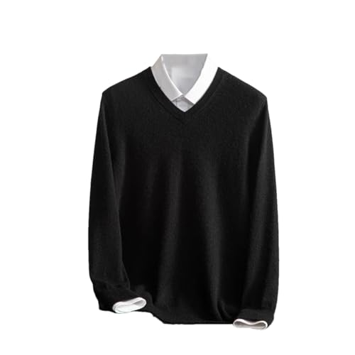 Men's V-Neck Sweaters Pullover Cashmere Sweater Casual Long Sleeve Officeblouse Knitted Tops Black M - Main Image