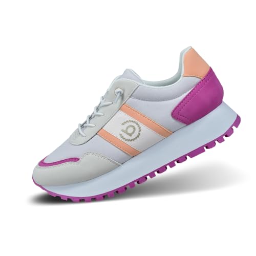 bugatti Damen Chunky-Sneaker mit pinken und neonorangenen Details, hervorragender Dämpfung und ganztägigem modischen Look weiß/Multicolour 40 EU