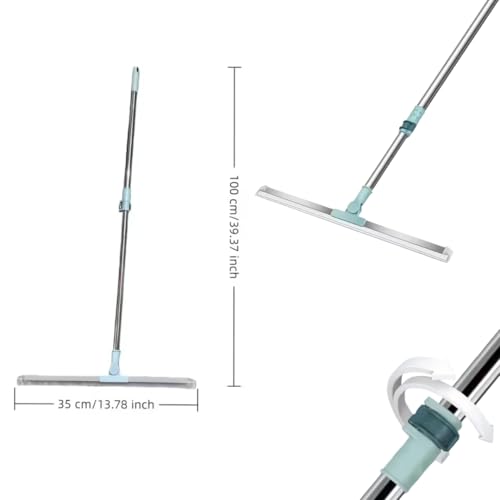 Image of Rotating Floor Squeegee with Long Handle - Heavy Duty Bathroom & Floor Wiper with 180-Degree Swivel Head - Multifunctional Magic Broom Sweeper for Tiles, Glass, Shower & Home Cleaning, Indoor Cleaning