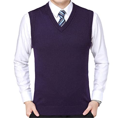 Gilet tricoté sans manches homme pull sans manche col V vêtement maille chaud