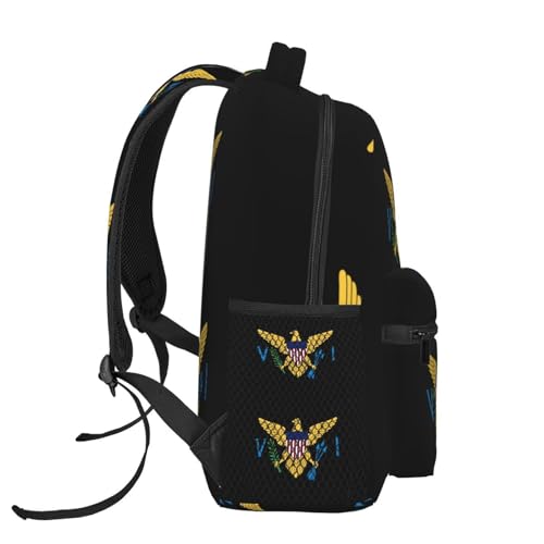 Us Virgin Islands Flag Casual Backpack Travel Pack Bag Laptop Backpacks With Side Pockets Front Zipper Pockets Bookpack Daypack Picnic Rucksack Computer Bag3