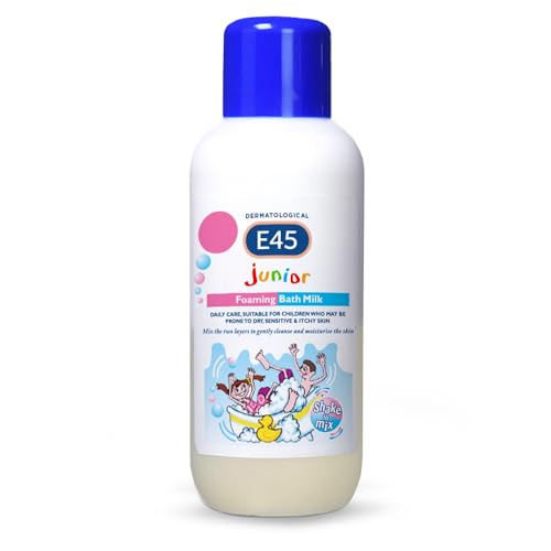 E45 Dermatological Junior Foaming Bath Milk 500 ml Bath Foam for Kids - Soap-Free Body Wash to Protect and Moisturise Dry and Sensitive Skin Soothe Itching and Irritation - Dermatitis Eczema Cream