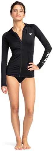 Roxy Camiseta feminina com capuz e zíper – FPS 50+, surf