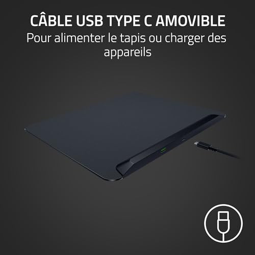 Razer Firefly V2 Pro - Tapis de Souris de Jeu rétroéclairé RGB - Port USB intégré (éclairage LED 15 Zones, Surface texturée Micro-gravée pour Un Suivi Optimal, câble USB-C détachable) Noir