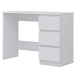 FWStyle Modern Matt White 3 Drawer Dressing Table Home Office Desk Scandinavian Style Make Up Artist Desk