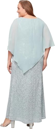 Image of S.L. Fashions Womens Plus Size Long Length Sequin Lace Beaded Capelet Mother of The Bride Dress, Formal Evening Gown