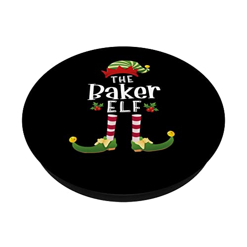 Baker Christmas Elf Matching Pajama X-Mas Party PopSockets Swappable PopGrip, Black - Image 2