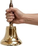Large & Heavy Solid Brass Loud Hand Call Bell for Weddings, Christmas, School 11'(H) 5'(D) Polished Brass By The Metal Magician