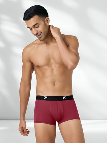 Image of XYXX Men's Underwear Ace IntelliSoft Antimicrobial Micro Modal Trunk Pack of 2 (Rio Red;Black; L)