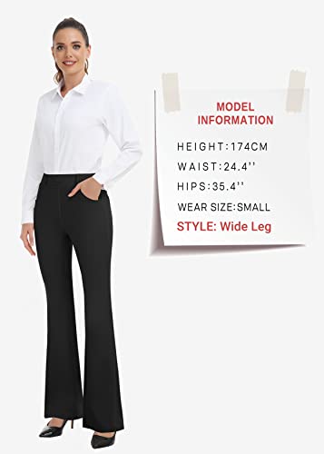 Mirity Women's Bootcut Yoga Dress Pants For Business With Belt Loop Pockets And Anti-Slip Silicone 32" Color Black Size Large #TOP4