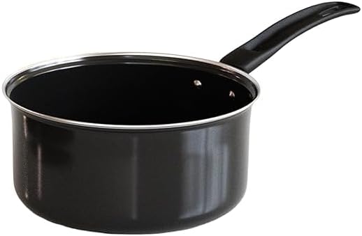 E-Shop Sauce Pan for Tea and Chai Pan | Saucepan for Milk, Tea & Cooking | Gas Stove Compatible | Easy Grip Handle | Black Cooking Pan for Kitchen 1600 ML (Black)
