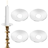 4 Pack Round Glass Bobeches for Candlestick Holders, Candle Drip Protectors Wax Catchers, Candlestick Drip Guards, Taper Candle Rings Accessories