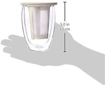 Bodum Tea For One Double Wall Glass Tea Strainer, 0.35-Liter, 12-Ounce, Off-White