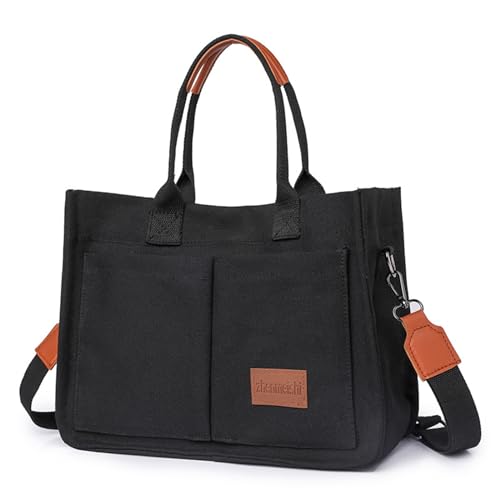 Image of Cherry Tote Bag for Women Canvas Patched Purse Cute Shoulder Bag Multi-Pocket Satchel Handbag for work travel
