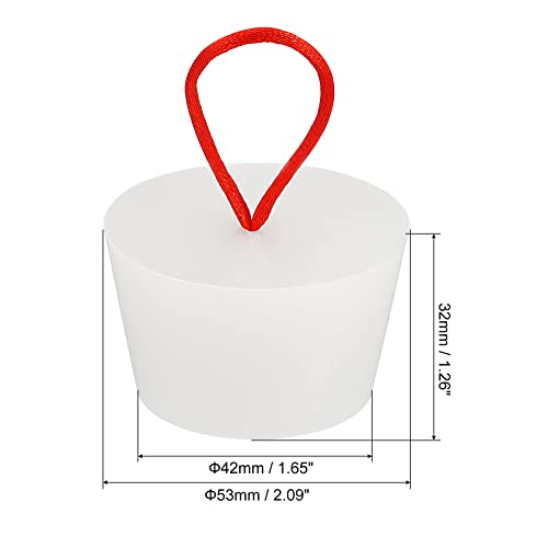 sourcing map Silicone Rubber Tapered Plug 42mm to 53mm Solid Bathtub Bungs Stopper with Handle for Test Tubes, Water Pipe, Drainage Hole, White 3 Pieces - Image 2
