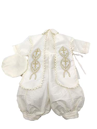 Las Bonitas Fashion Baptism Outfit for Boys, ROPON Y Traje DE BAUTIZO, 4 Piece Set (Ivory, 3 Years), 00