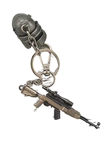 PUBG Keychain Battle Grounds Helmet Pan 98K Gun Alloy Keyring Game Gift Scar Rifle Weapon (3Level+SKS)