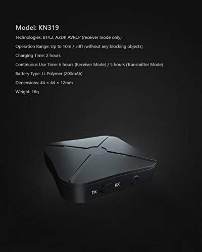 anbaole Bluetooth 5.0 Adapter Bluetooth Transmitter Receiver 2in1 Wireless 3.5mm AUX aptX Low Latency Adapter for TV/Home Audio Systems, Smartphones, Laptops, Headsets