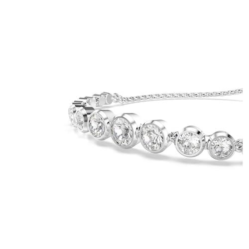 Swarovski Imber Tennis bracelet, Mixed round cuts, clear, Rhodium finish4