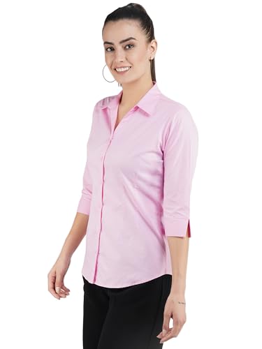 Image of Skyla Women's Cotton Rich Formal Shirt | 3 /4 Sleeve Office Wear | Regular Fit Business Casual Workwear