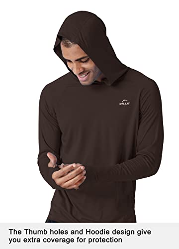 Image of Willit Men's UPF 50+ Sun Protection Hoodie Lightweight Long Sleeve Fishing Shirt Loose Fit Swim Rash Guard, Dark Browm, XX-Large