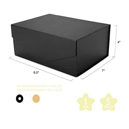 Jinguan Black Gift Box With Lid For Present, Magnetic Closure Rectangle Collapsible Gift Box, Groomsman Proposal Box, Wedding, Birthday Gift Packaging (9X6.5X3.8 Inches) #TOP5