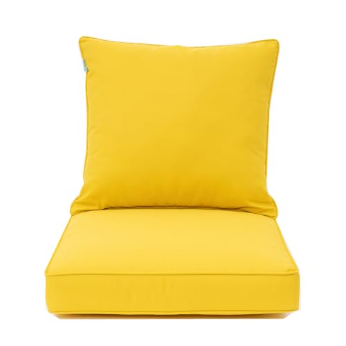 Image of QILLOWAY Outdoor Deep Seating Cushion Set for Patio Chair Furniture 24 x 24(Yellow),2pieces