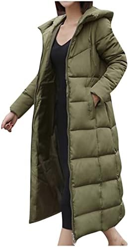 Winter Maxi Jacket with Hood，Women's Puffer Down Coat Maxi Length Long Sleeve Quilted Coat