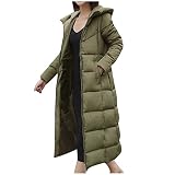 Winter Maxi Jacket with Hood，Women's Puffer Down Coat Maxi Length Long Sleeve Quilted Coat