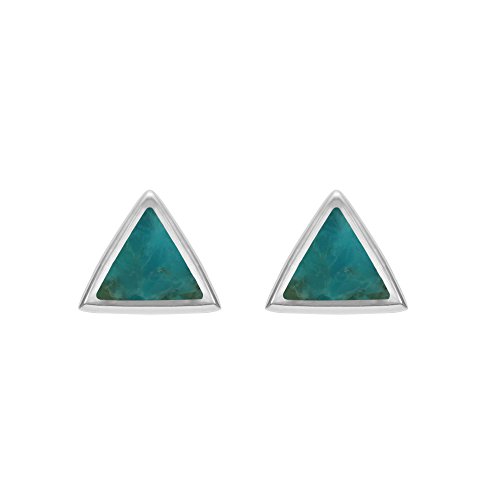 Boma Jewelry Sterling Silver Turquoise Triangle Inlay Stud Earrings